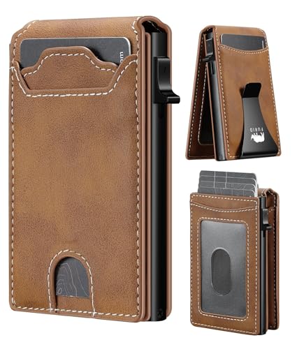 furid Card Wallet For Men Slim: Smart Wallet - Rfid Minimalist Front Pocket with ID Window Pop Up Wallet with Money Clip Gift For Him