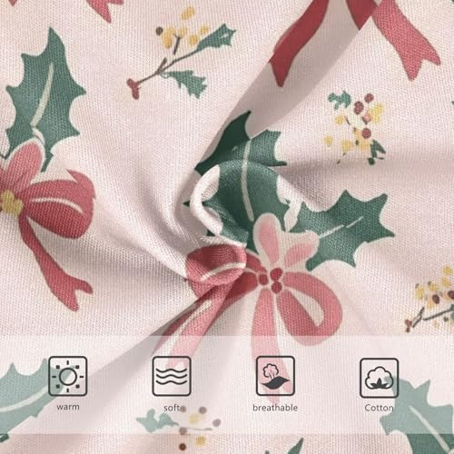 Holly Berry Bows Christmas Pattern Girls' Panties Training Briefs Underwear for Toddler in Sizes 2T,3T, 4T, 5T, 6Y and 8Y3