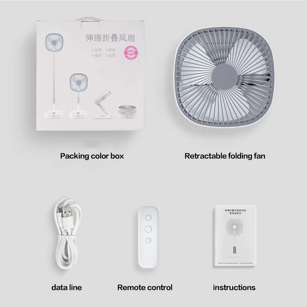 Ventilatore portatile ricaricabile, Ventilatore silenzioso con telecomando, Ventilatore da scrivania USB, Ventilatore elettrico pieghevole per ufficio, casa, campeggio,Bianca