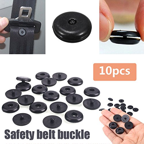 Rosepoem Clips De Tope del Cinturón De Seguridad De 10 Pares Hebilla Antideslizante, Hebilla De Límite De Espaciado Botón De Parada del Cinturón De Seguridad - Negro