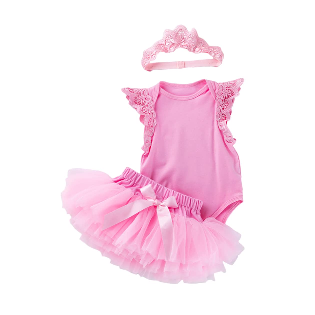 BESTYASH Infant Girls Romper Skirt Set 3pcs Tulle Princess Dress Suit Breathable Material for Comfortable Wear