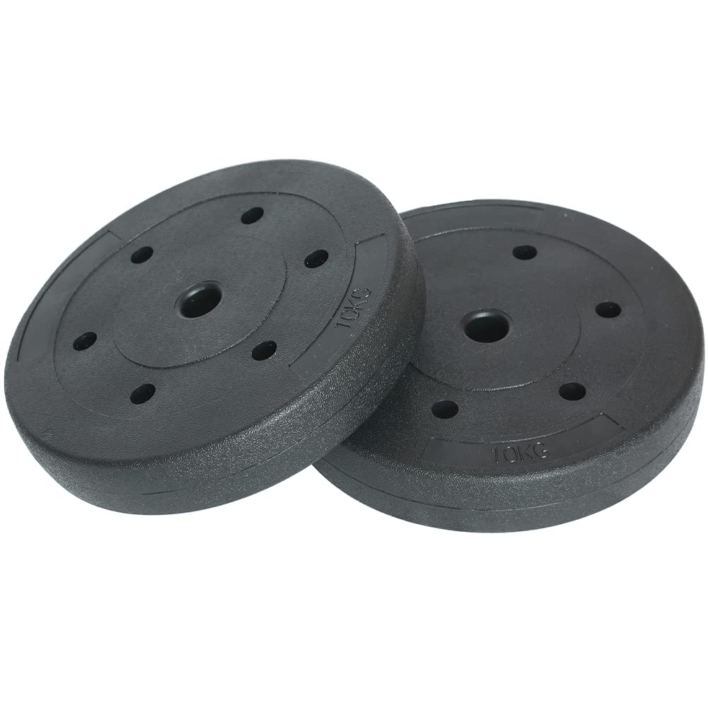 BAKAJI Set 2 Dischi per Bilanciere e Manubri Peso 20kg (10kg x 2) Cemento Foro 25mm, Rivestimento in Plastica Antigraffio, Professionali Palestra, Fitness, Riabilitazione, Esercizio Fisico Allenamento