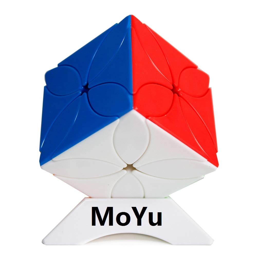 OJIN MoYu MOFANGJIAOSHI CUBING CLASSROOM MFJS Meilong Four Leaf Clover Cube Cubing Classroom Twisty Puzzle Cube Brain Teaser Puzzle with One Cube Tripod (Multi Color)