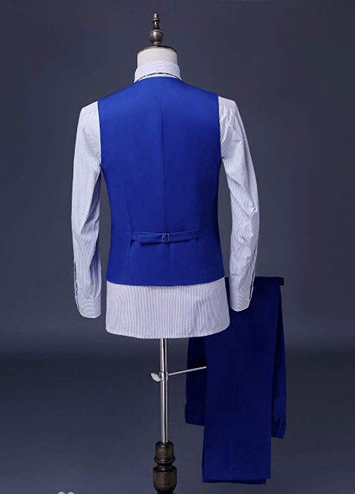 Uomo 3 Pezzi Tacca Risvolto Abiti Da Sposa Slim fit Royal Blue Sposo Smoking Suit