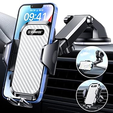 AMAZON - VANMASS [2023 Max Upgraded] Car Phone Holder Mount 【Military-Grade Cert】 Strongest Suction Dashboard Cell Stand Dash Windshield Vent Truck Automobile Cradles for iPhone 14 Pro Max 13 12 11 Samsung