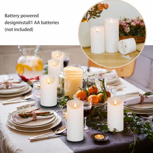 Image of Fo32won Flameless Flickering Candles with Remote Timer, Set of 6 White Led Battery Operated Candles for Home Decor Xmas Halloween (D3 x H3 3 inch 4 inch 5 inch 6 inch 7 inch)