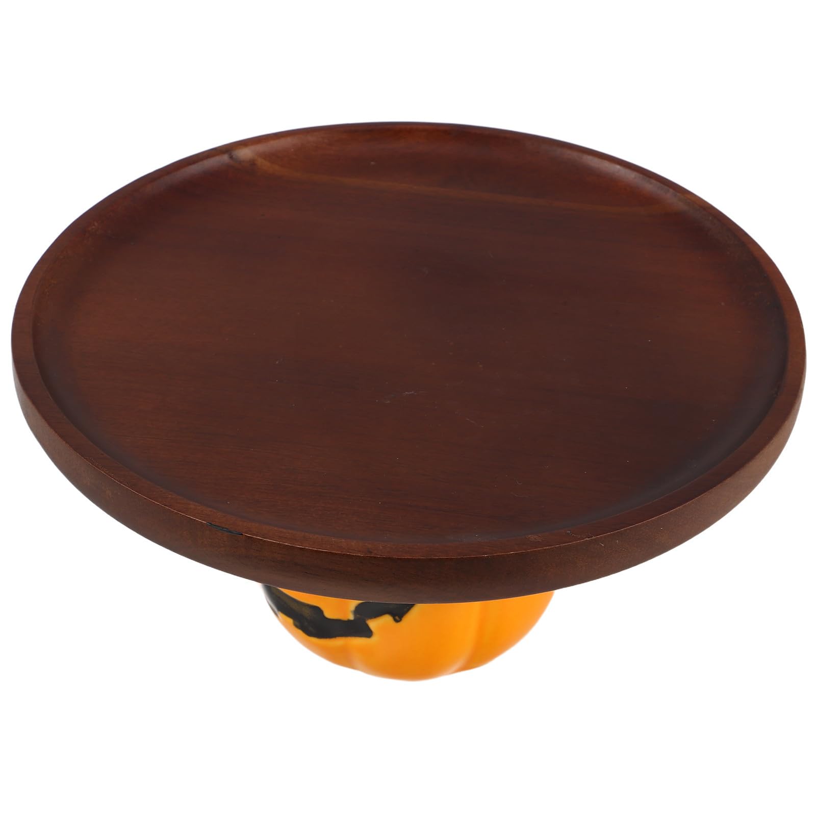 Bandeja de madera rústica tallada con diseño de calabaza para decoración