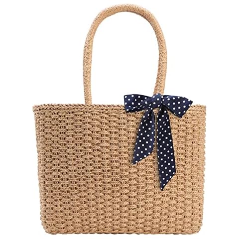 YXILEE Zipper Straw Bags For Women | Straw Purse Woven Womens Handmade Weaving Summer Handbag for Travel Beach Cover