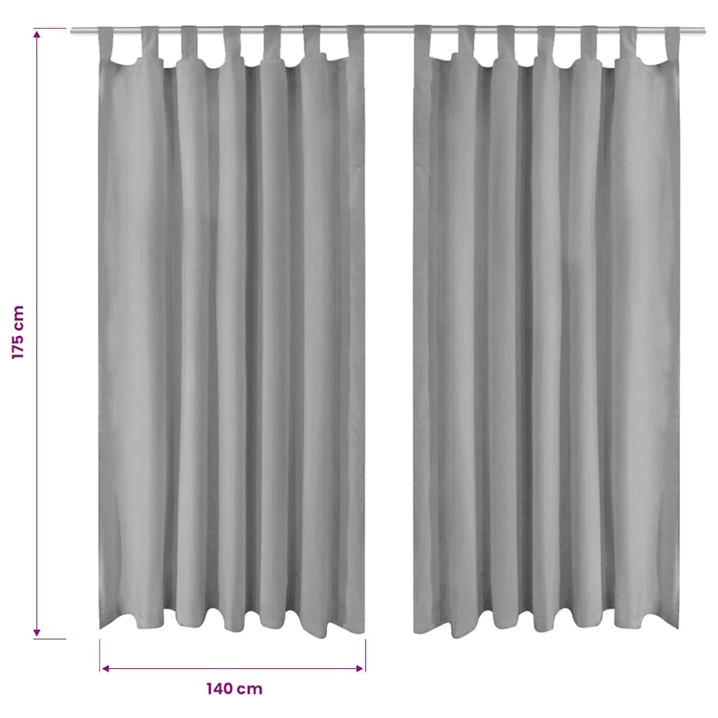 Mikro-Satin Vorhänge mit Schlaufen 2 STK. 140x175 cm Grau für Wohnzimmer Schlafzimmer Fensterdekoration Vorhaenge Gardinen Jalousie Innenbereich Raumgestaltung Einrichtung