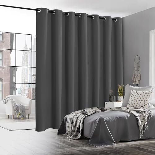 Image of Blackout Patio Door Curtains Bedroom - Home Decor Grommet Curtain Thermal Insulated Vertical Blind Window Treatment Drapes for Living Room Sliding Glass Door, Wide 100 x Long 84 inch, Grey