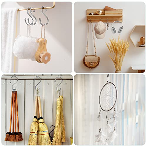 Meilidy S Hooks, Reversible Silver S Shaped Hooks 3 Inch Small Heavy Duty Stainless Steel S Hanging Hooks For Kitchenware Cups Mugs Curtains Pants Purses Plants Tools - 12 Pcs #TOP6