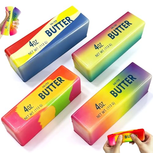 4Pcs Butter Squishy, Slow Rising Squishy, Slow Rebound Cute Butter Squeeze Stress Balls Stress Relief & Fidget Toys, for Stress Relief Anxiety Sensory Gifts