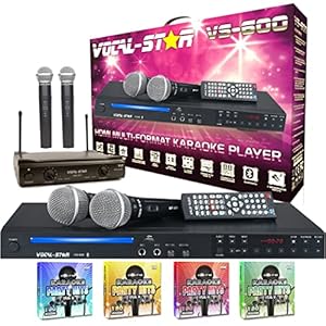 Vocal-Star VS-600 HDMI Karaoke Machine Met Bluetooth Inclusief Partijkaraoke Songs & Microfoons (Draadloze 750 Nummers)
