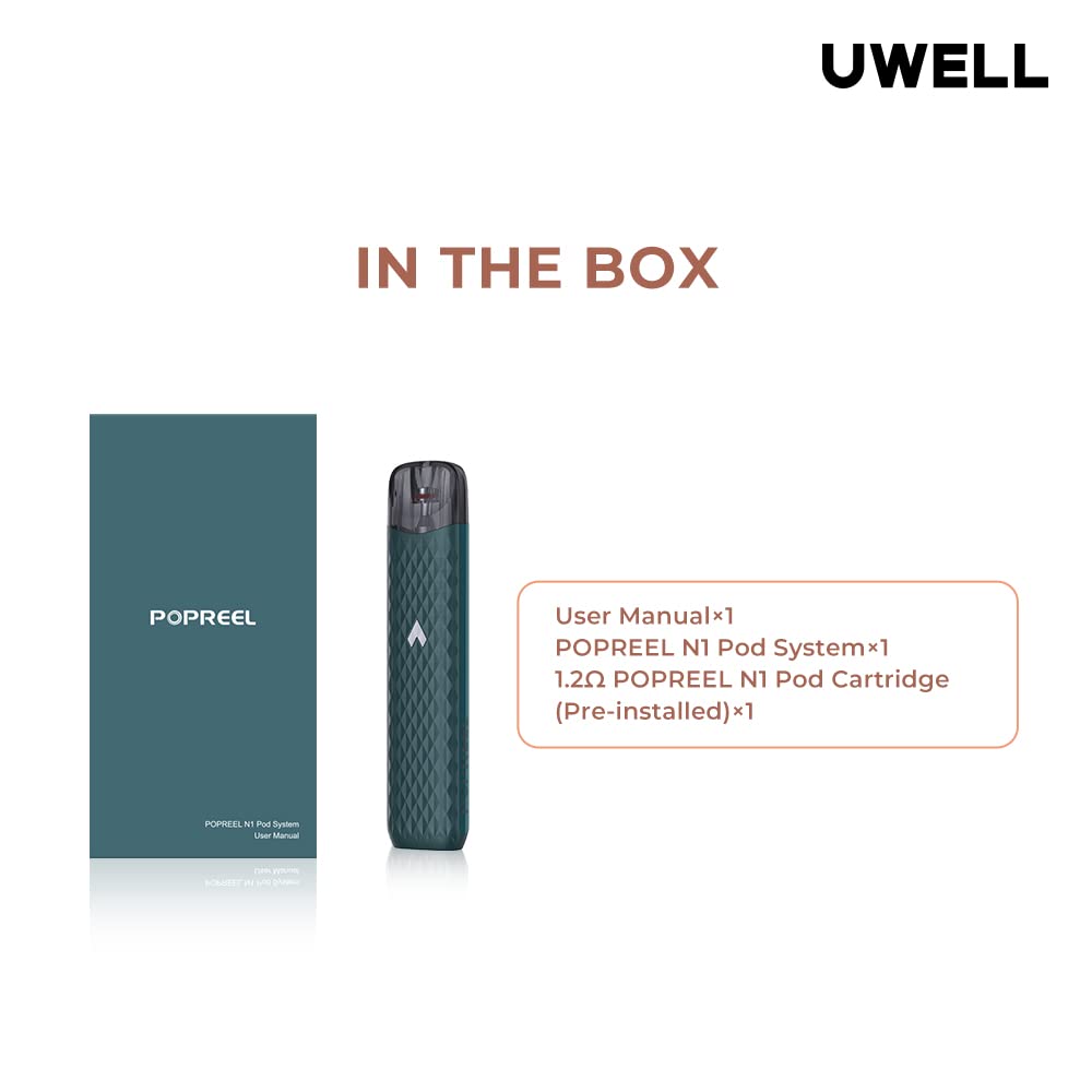 UWELL POPREEL N1 Pod System Cigarette lectronique Kit Complet, 2ml 520mAh  10W Vapoteuse Electronique, Vape Cigarette Electronique sans nicotine  (Matte Black) : Amazon.fr: High-Tech