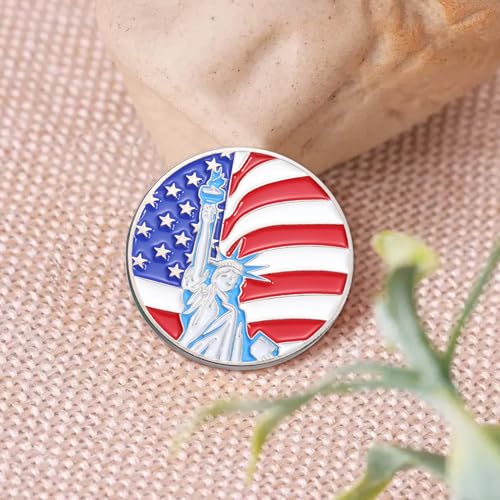 Image of Rhinestone Brooch Pins for Women, Vintage Crystal Enamel Brooches, American Flag Pin Patriotic Lapel Pins Gift for Suit Clothes Bag Accessories