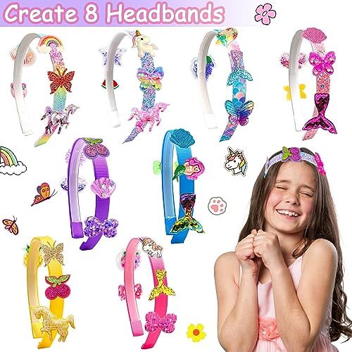Chennyfun Arts and Crafts Making Kit for Kids, Fashion Girls Headbands Toys for Age 6+, Hair Accessories Craft for Kids Age 6-12, Jewellery Making Kit Birthday Gift for Girls Kids - Image 8