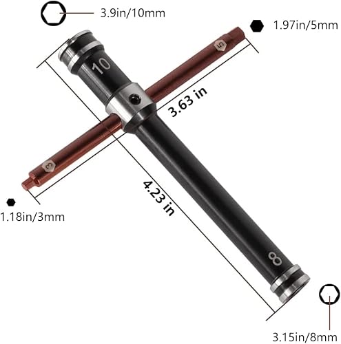 Weishuji 4 In 1 Multifunction Wrench 8Mm 10Mm 5Mm 3Mm Cross Wrench Socket Allen Keys Spanner,Aluminium Cross Wrenches Sleeve,Hex Driver Hexagon Spanner For Rc Car/Rc Boat/Rc Airplane Model Repair Tool #TOP1