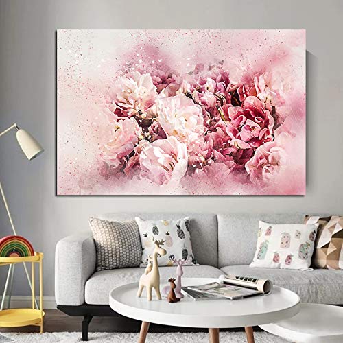 Amazon.co.jp: 絵画絵北欧の絵画インテリア抽象ピンク牡丹の花の