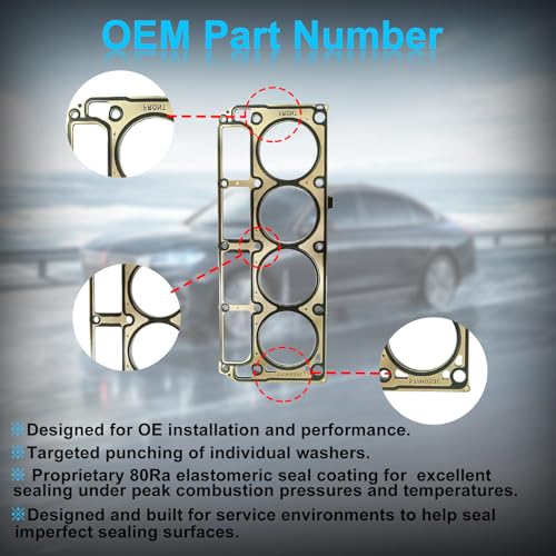 Image of 2PCS MLS Cylinder Multi Layer Head Gasket 12589226 for LS1 /LS6 V8 4.8L 5.3L 5.7 Liter Engines, for 2002-2015 Chevrolet /Buick /GMC /Pontiac /Hummer /Cadillac /Saab, 12498544 98544