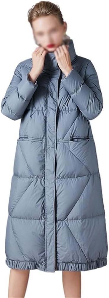 Winter Women's Mid-length 90 White Duck Down Korean Version Of The Stand-up Collar Straight Down Jacket Jacket