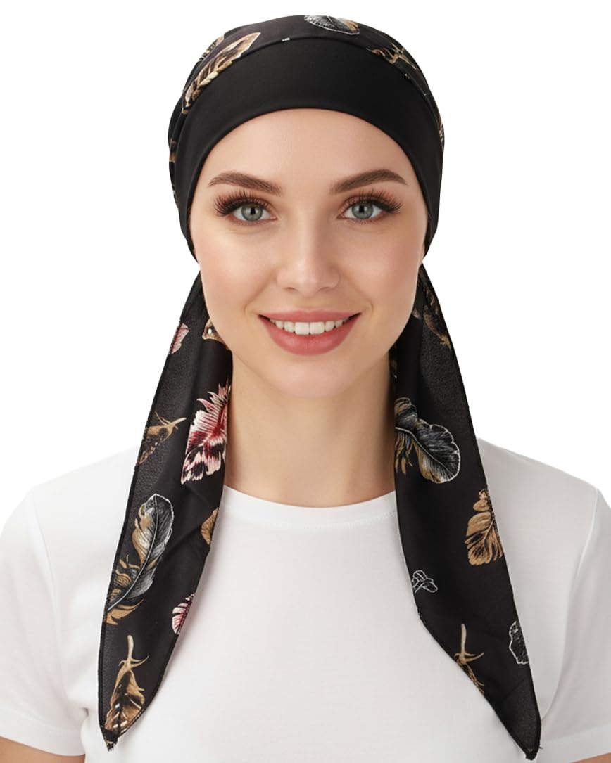 FADACHY Cancer Headwear Women Head Scarfs Turbans UK Cancer Scarves Bandanas Head Scarf Headwear Headwrap Head Cover Chemotherapy Black