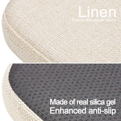 Image of BUYUE Friendly Woven Fabric Magnetic Bar Stool Cushion 1 Piece, Enhanced Anti-Slip Breathable Small Chair Seat Pad for Cafe Bistro Stackable Metal Stool (Square, Beige, 1)