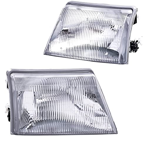 APSVE 2PCS Factory OE Style Headlight Assembly Set For 1998 1999 2000 Ford Ranger Pickup Truck Replacement Front Headlamps Chrome Clear Lens Driver and Passenger Side