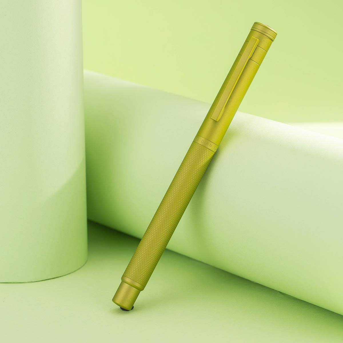 Asvine Mustard Yellow Forest Ink Pen Fountain Pen Extra Fine Nib, Classic Design with Converter and Metal Pen Case, The Light of Hope Serise