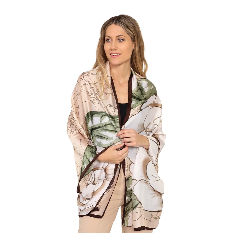 Image of Trillion London Spring Collection | Designer Silk Scarf For Women UK | Lightweight Neck Scarves | Shawl Wraps | Suitable for Daily Life | Smooth & Soft Finish | Gift for Women | Size-180cm x 90cm