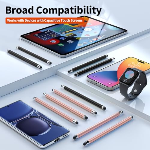 Image of 10 PCS Stylus,Stylus Pen for Touchscreen,Stylus 2-in-1 High Sensitivity & Precision Suitable for Touch Screens of iPhone /ipad /Android Tablets(10 Stylus Pen Rose Gold /Black + 20 Tips)