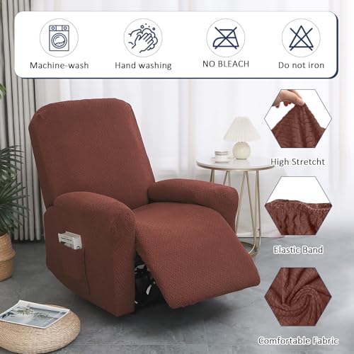 Funda de sillón de relax para tardes de cine con cómodo tejido jacquard marrón oscuro 4