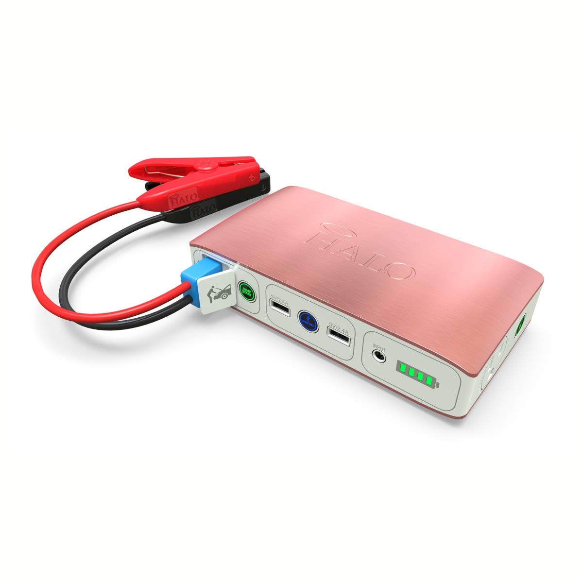 HALO Bolt 58830 mWh Portable Phone Laptop Charger Car Jump Starter with AC Outlet and Car Charger - Rose Gold