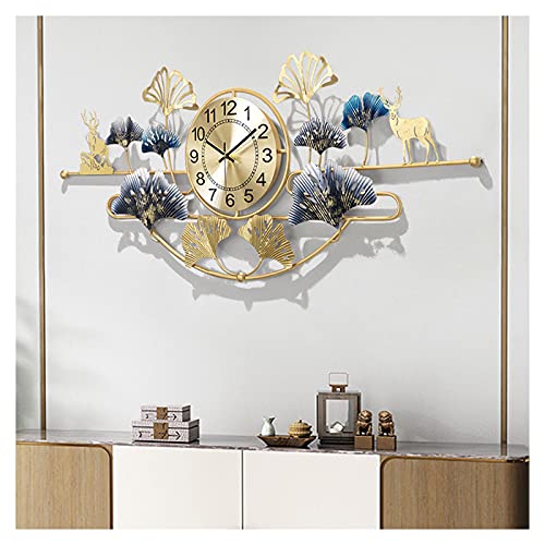 Horloges murales en métal pour salon zen et décoration moderne au motif ginkgo