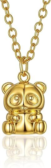 14K Gold Charm Necklace, Dainty 3D Animal Pendant Collection with Bear, Dancer, Bunny, Ballerina Shoe Charms for Dance Recital Gifts Friends Birthday, Anniversary