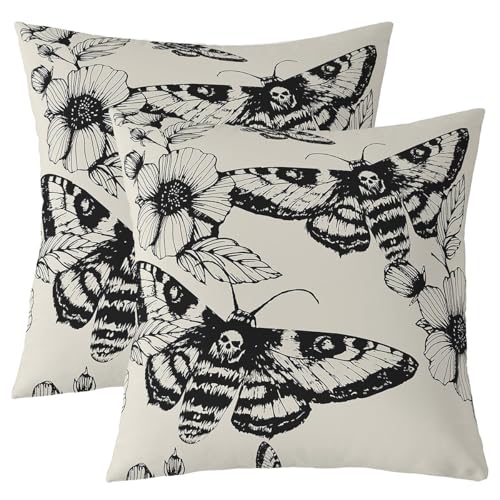 Feelyou Death Moth Square Cushion Covers Set of 2 16 x 16-Inch Reversible