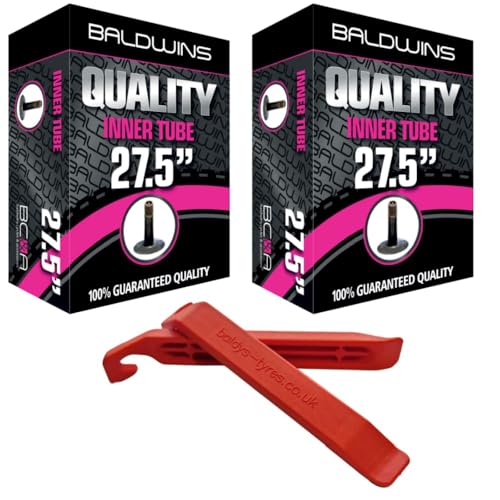 Baldwins Bike Inner Tube 27.5 x 1.75 to 2.125 Schrader Valve & BALDYS TYRE LEVER (Pack of 2)