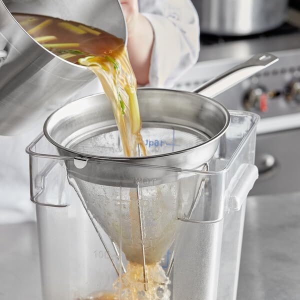 Miniatura 2 de Colador chino de caldo de acero inoxidable de 10 pulgadas, malla extrafina, plata, lavar a mano solamente