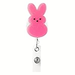 Easter Pink Bunny Badge Reel Retractable,Easter Gl