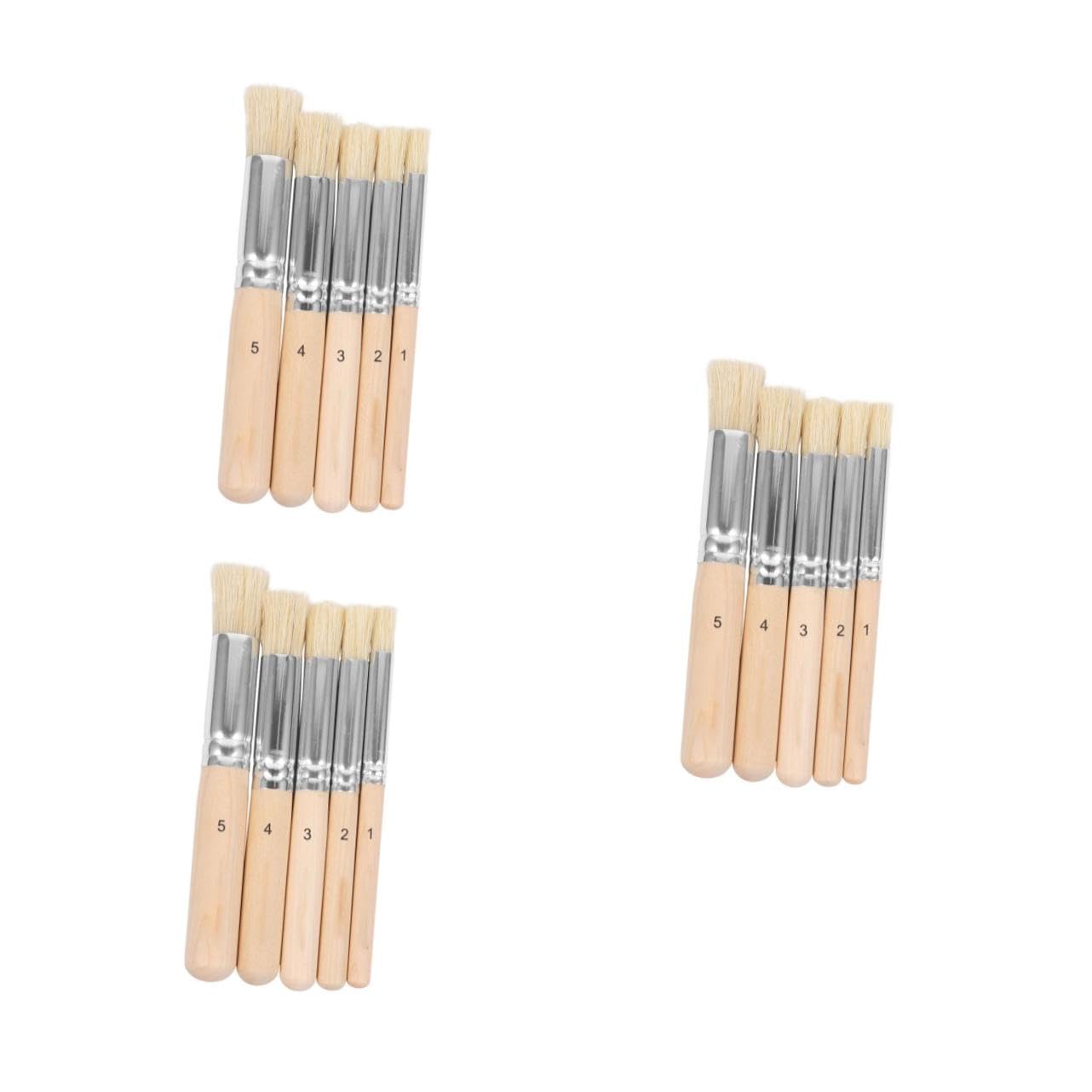 SEWACC 3 Series Pinceles De Natural con Mango De Madera para Y Plantillas para Artistas Y Manualidades 5 Piezas X 3