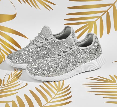 Image of K KIP WOK Fashion Glitter Sneakers for Womens Silp On Running Shoes Lightweigt Tennis Walking Sneakers