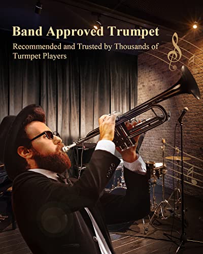 Image of Eastar Standard Bb Black Trumpet Set for Student Beginner Brass Instrument with Hard Case, Gloves, 7 C Mouthpiece, Valve Oil and Trumpet Cleaning Kit, ETR-380B (Black)