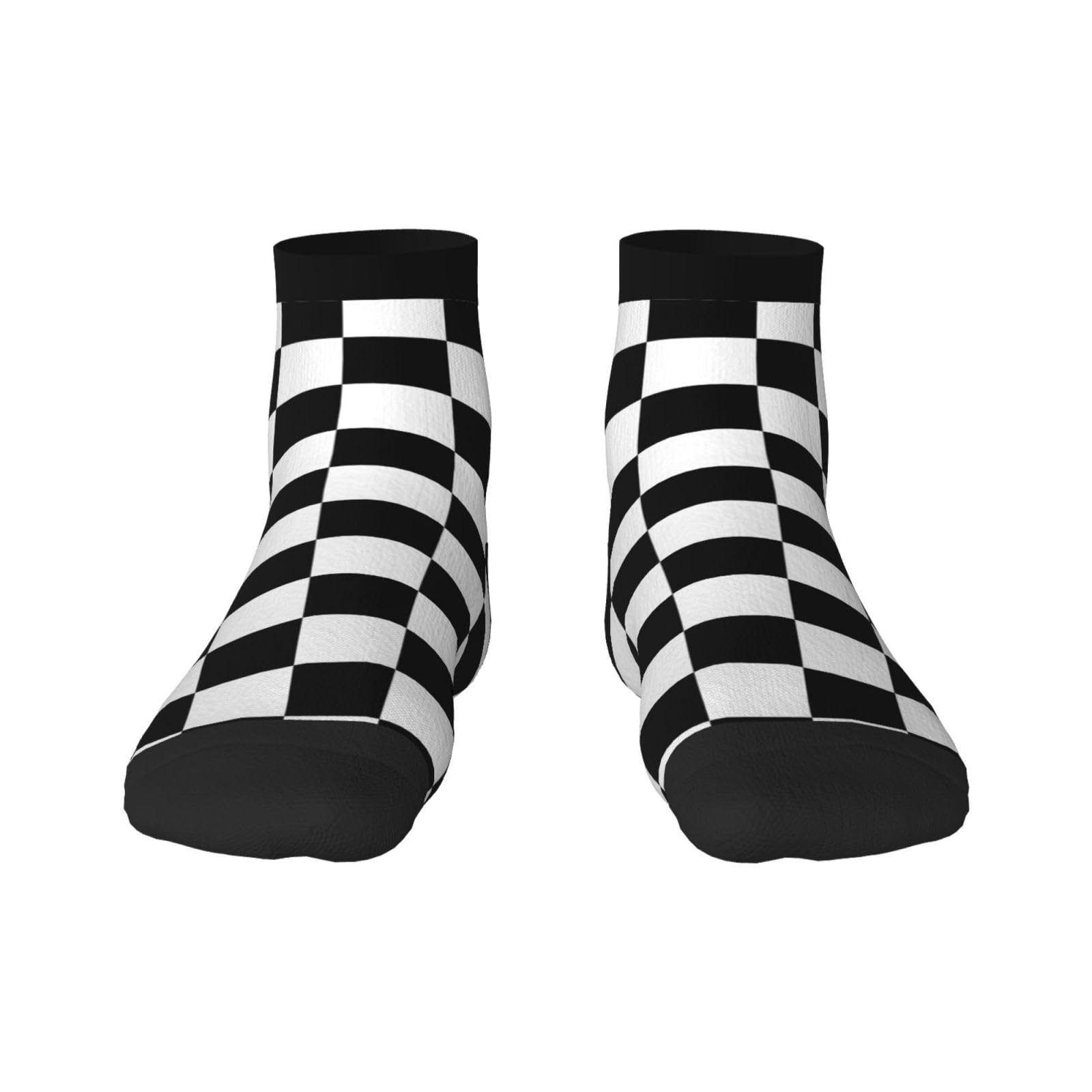 Xsovgoi Checkerboard-Black & White Low Cut Ankle Socks 11 No-Show Socks Moisture-Wicking Socks For Men Women