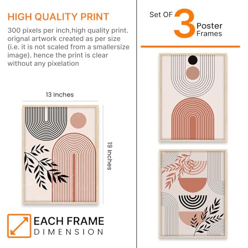 Image of BANGERZ Wall Art Painting Boho Artwork Living Room and Bedroom Frames Decor, Office and Framed Hotel Decoration Big Size Set of 3 (Artwork 4, 13x19 inch)