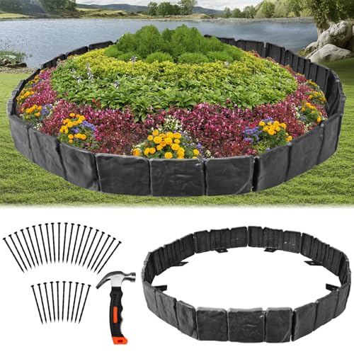 KBJALQ Garden Edging Border with Anchoring Spikes,Plastic Landscape Edging Border