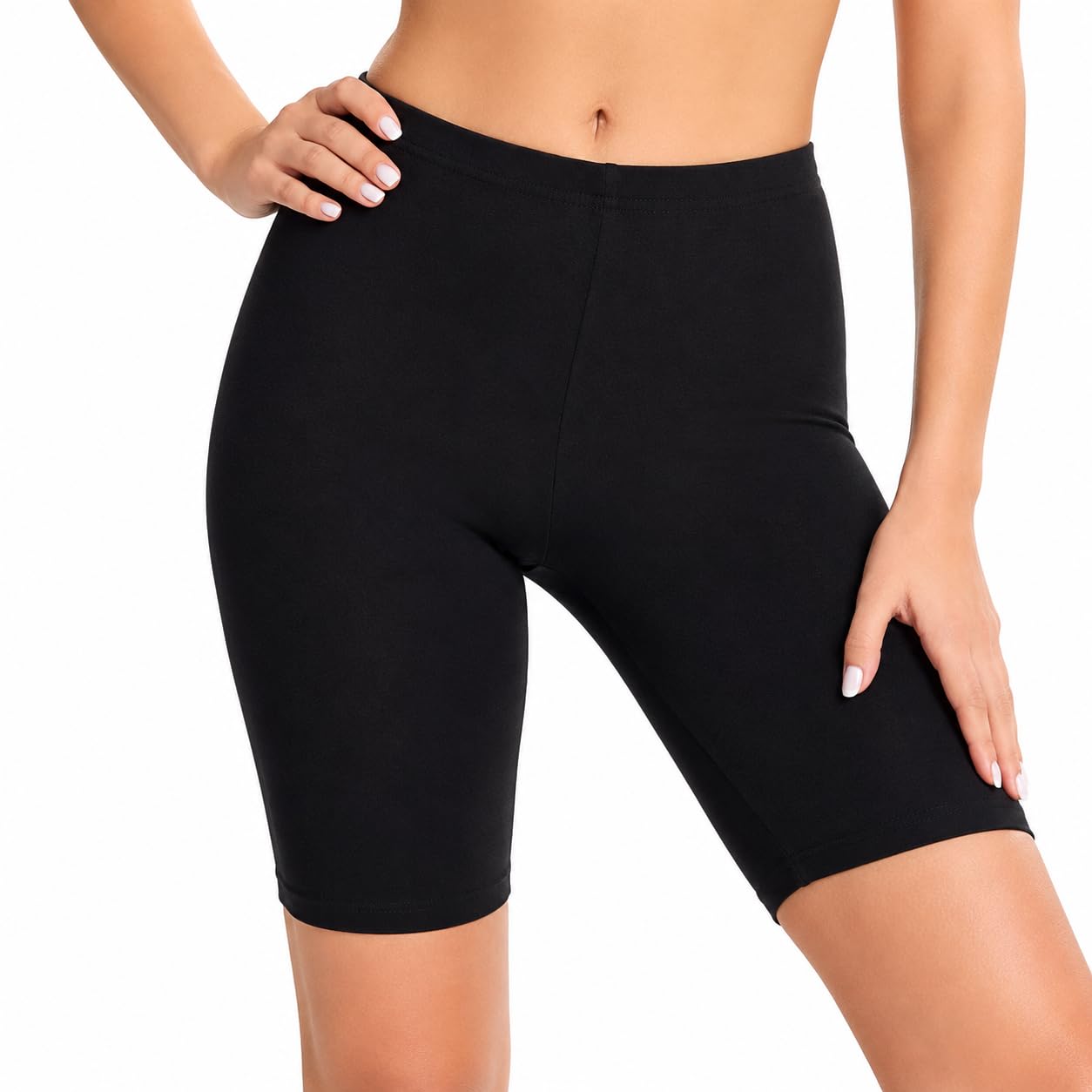 Women's Cotton Cycling Shorts | Stretchable Mid-Thigh Anti-Chafing Shorts | Soft Breathable Innerwear Shorts for Dresses, Skirts, Gym, Yoga-picture-29