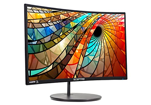 Image of Sceptre 27 inch Curved 75Hz LED Monitor C278W-1920R Full HD 1080P HDMI DisplayPort VGA Speakers, Ultra Thin Metal Black, 1800R immersive curvature, 2018,Metallic Black