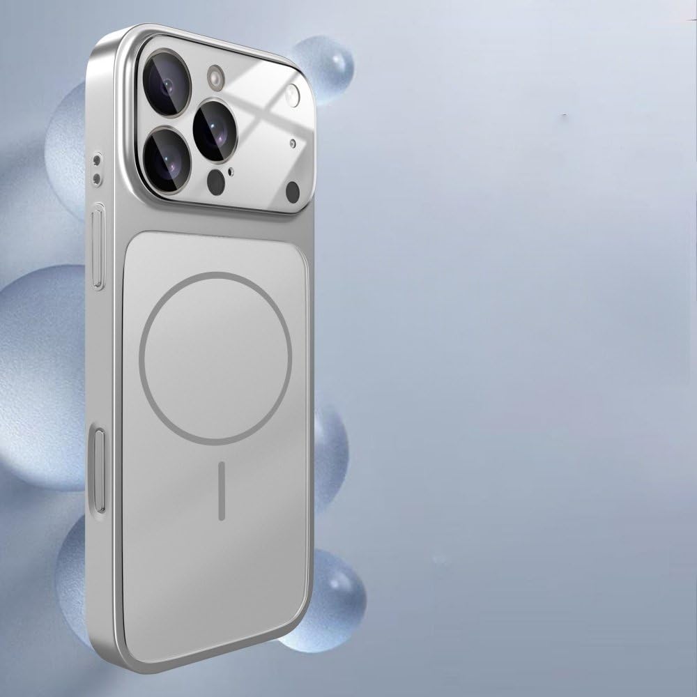 Custodia in vetro opaco per iPhone 17 Pro Max 16 15 14 13 Pro Max 17Air con ricarica wireless magnetica, argento, per iPhone 15 Pro