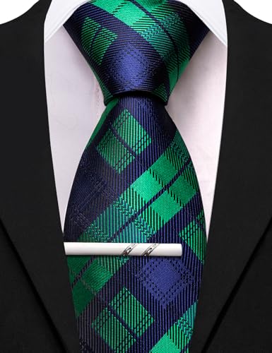 Image of Barry.Wang Mens 6 PCS Ties Silk Striped Paisley Check Floral Necktie Silky Woven Wedding Business Party Ties 3.34 inch