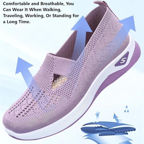 StoneLiquid Women's Comfortable Breathable Knitted Sneakers Orthopedic Walking Arch Support Soft Cut-Out Shoes2
