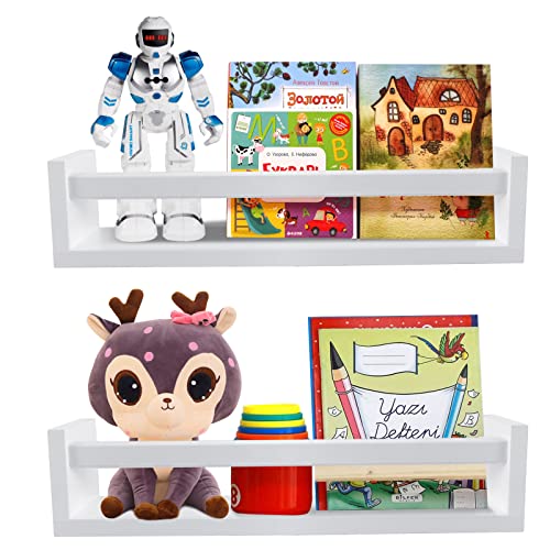 Image of TUEGEGNS Nursery Book Shelves Set of 2,Floating Wall Bookshelves for Kids,Nursery Shelves for Bookshelf Wall,Kids Bookshelf(Set of 2 White)